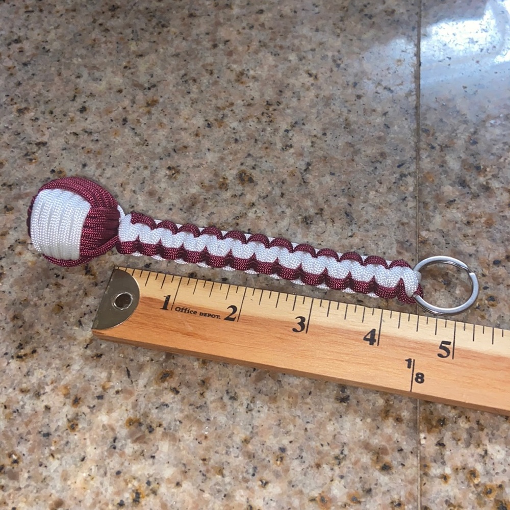 Red and White Paracord Keychain